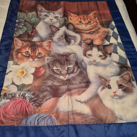 Evergreen Enterprises House Flag Cats Furry Friends Poly 2 Sided 42" x 29" EUC - Picture 1 of 1